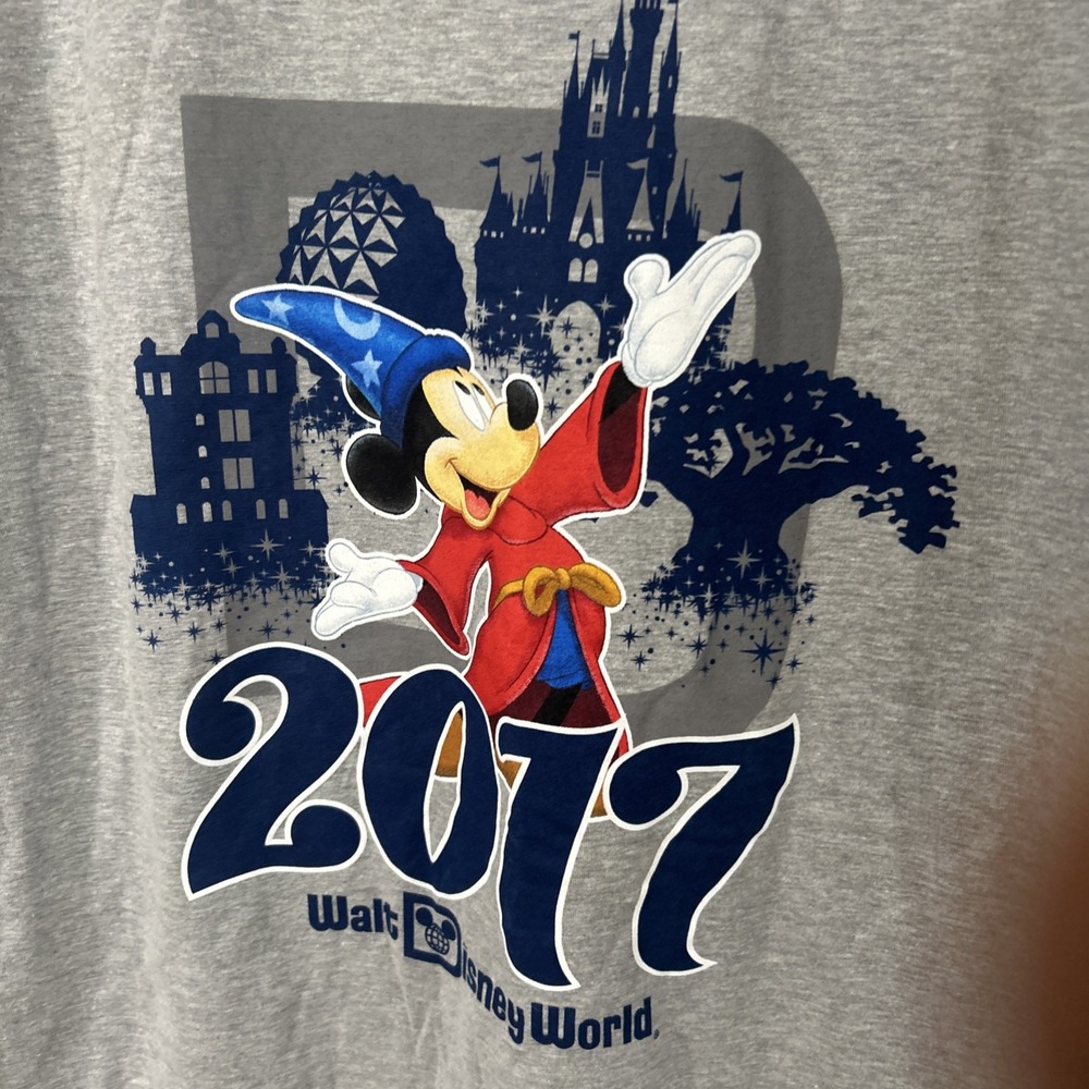 Walt Disney World 2017 Mickey Mouse Fantasia graphic gray t-shirt men's sz L 018 - Picture 2 of 6
